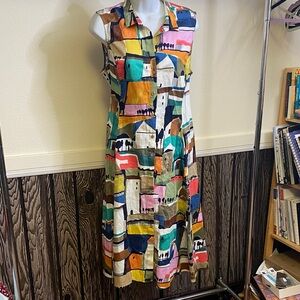 NIC+ZOE Colorful Abstract Midi Dress